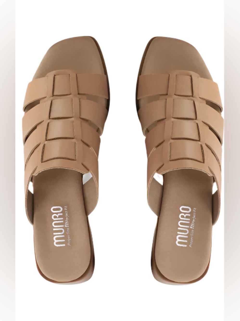 NWOT Munro Woven Leather Slide Mules in Tan
